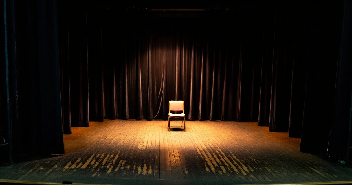 Hämärä teatterilava ja yksittäinen valokeila – suomalaiset miesnäyttelijät 2026